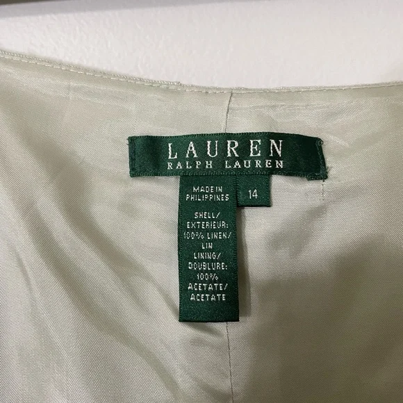 Lauren Ralph Lauren Light Sage Green Linen Skirt Size 14 - Picture 6 of 7